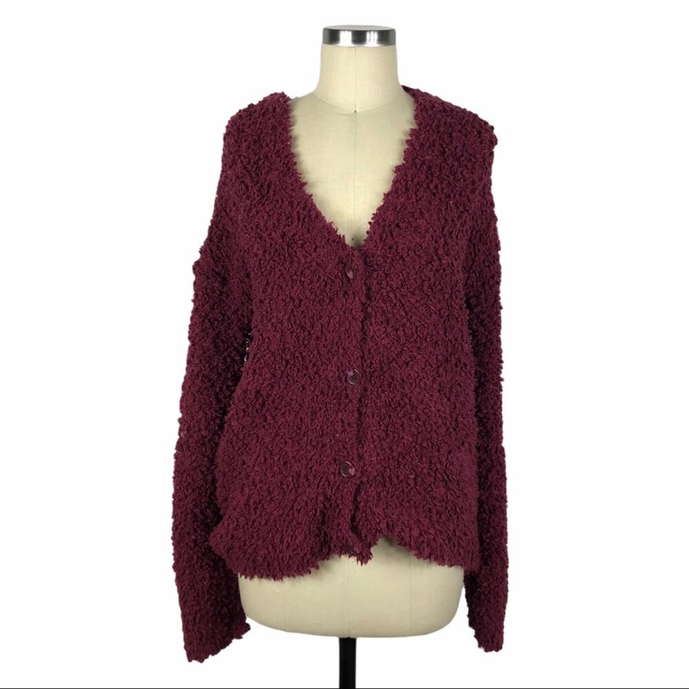 RXB Wine Cozy Popcorn Button‎ Down Cardigan S NWT